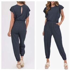 Chic Dark Gray Ruffle Sleeve Jumpsuit It#ia4